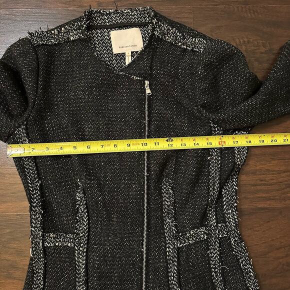 Rebecca Taylor black & cream knit zip-up jacket size 6 - Picture 11 of 12